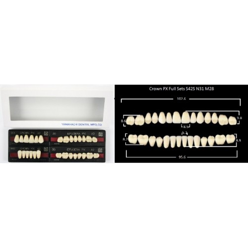 Crown PX - Зубы композитные трёхслойные, полный гарнитур: Фронтальные Crown